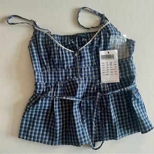 Brandy Melville - Tiffany gingham top - navy blue